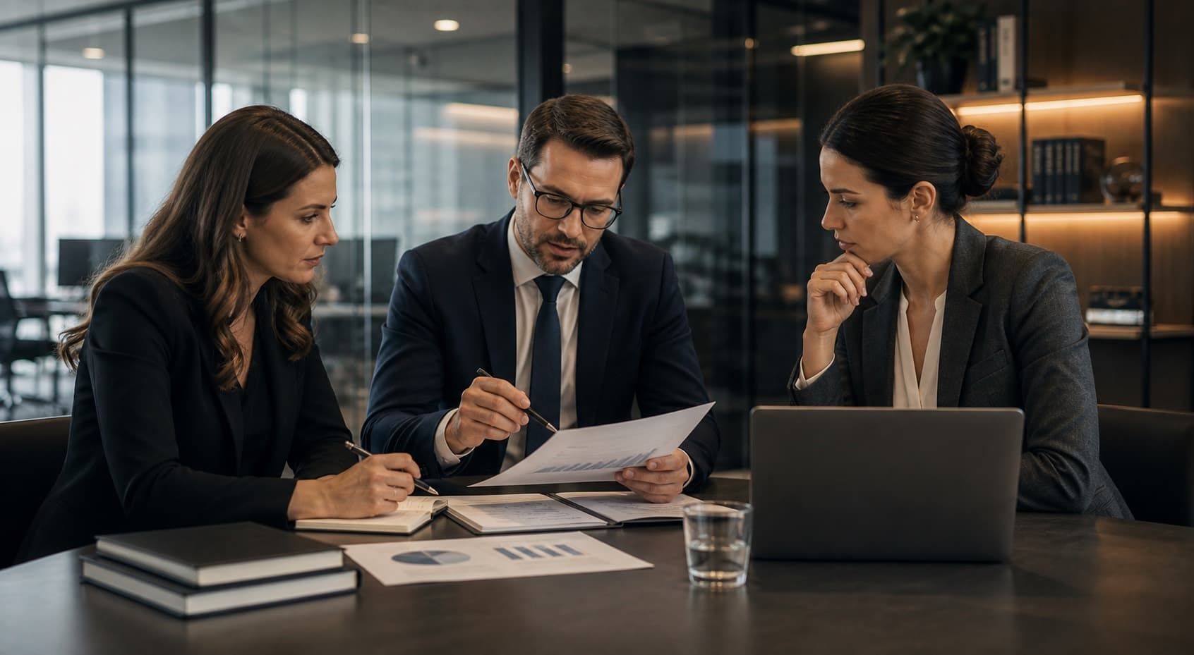 Equipe compliance examinant des documents de gouvernance et de conformite blockchain